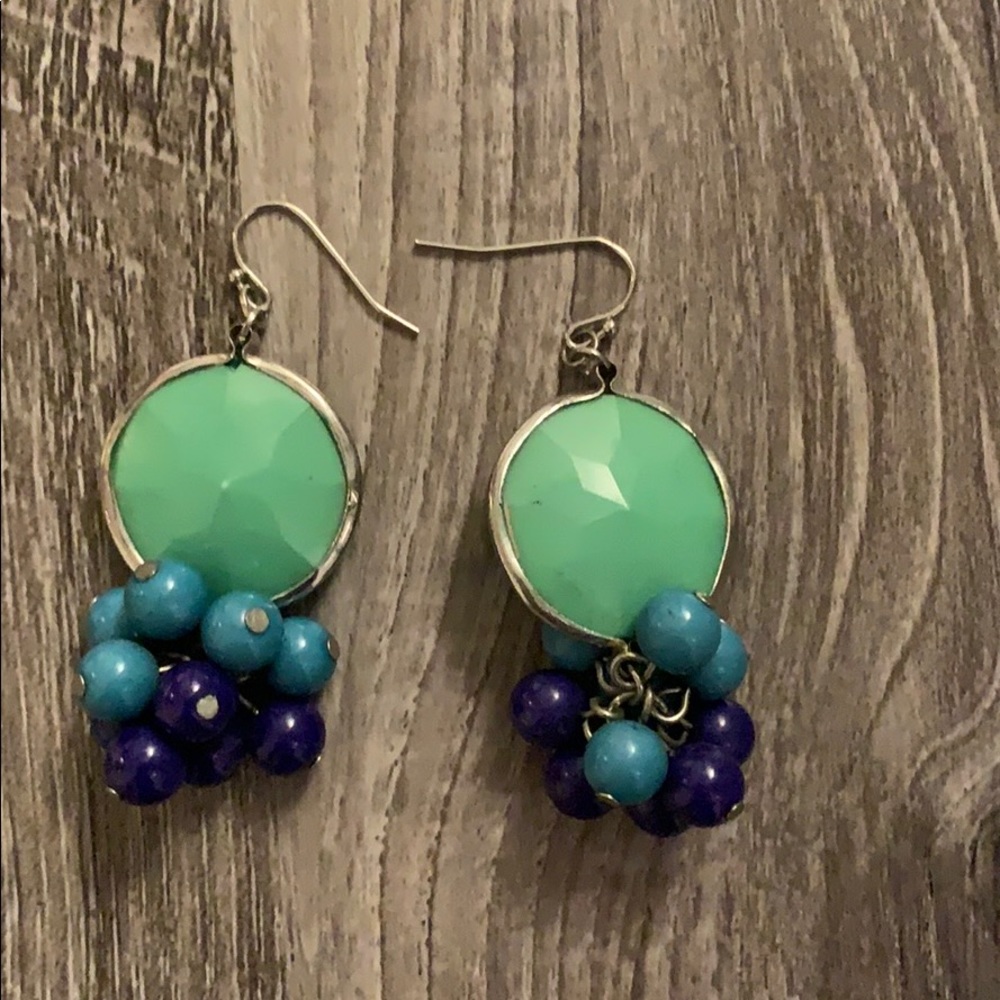Blue / green drop earrings